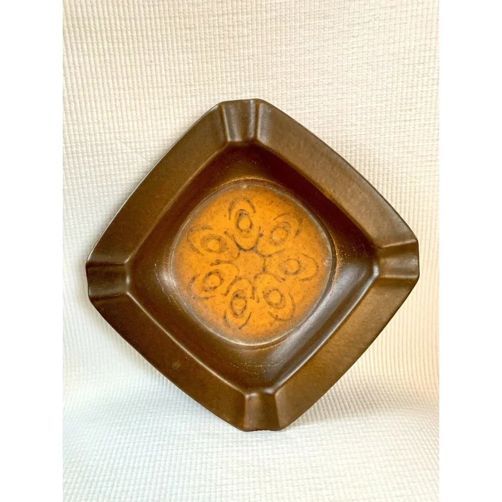 Vintage Art Deco MCM Pottery Ashtray Germany Numbered Tobacciana